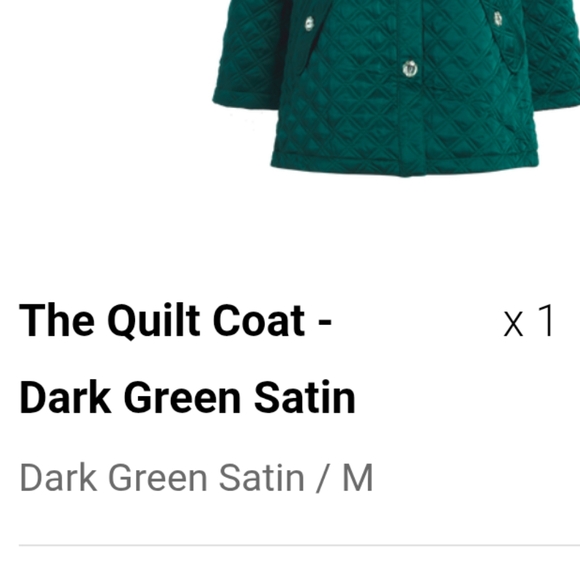 Hill House The Quilt Coat Dark Green Satin Size Medium - Picture 10 of 10